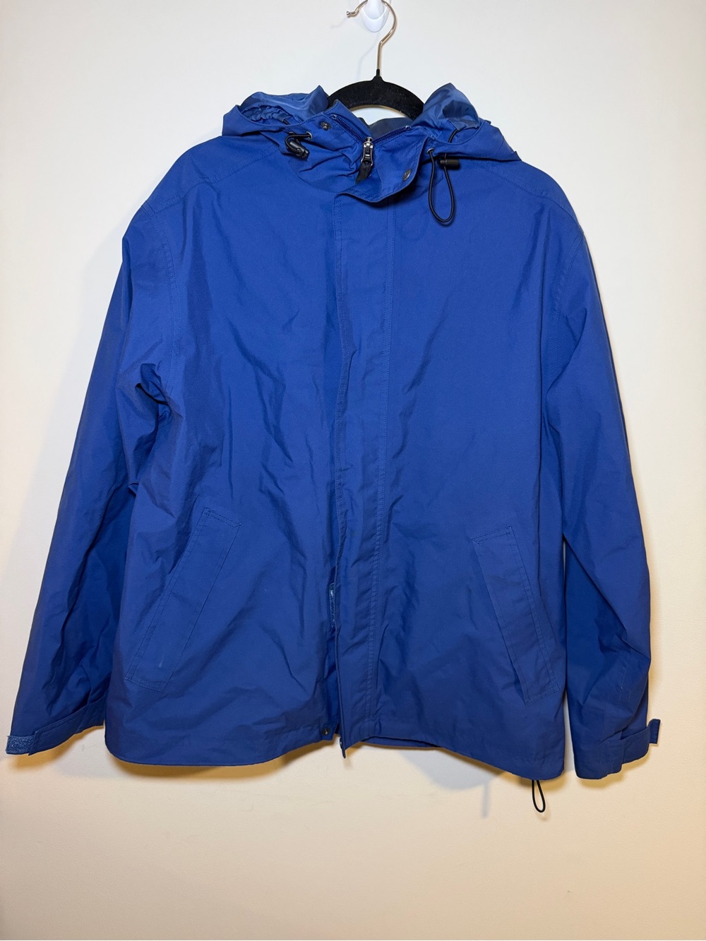 L.L. Bean Trail Model Hooded Rain Jacket Windbreaker Royal Blue Men's Large Reg